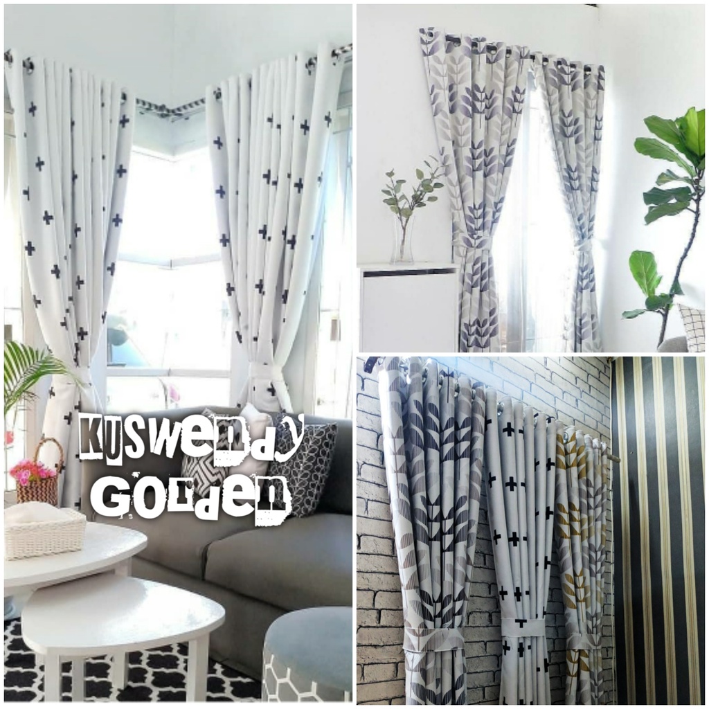 Gorden Blackout Motif 150 x 300 cm Tinggi 3 meter Hordeng Jendela Pintu Tirai Minimalis