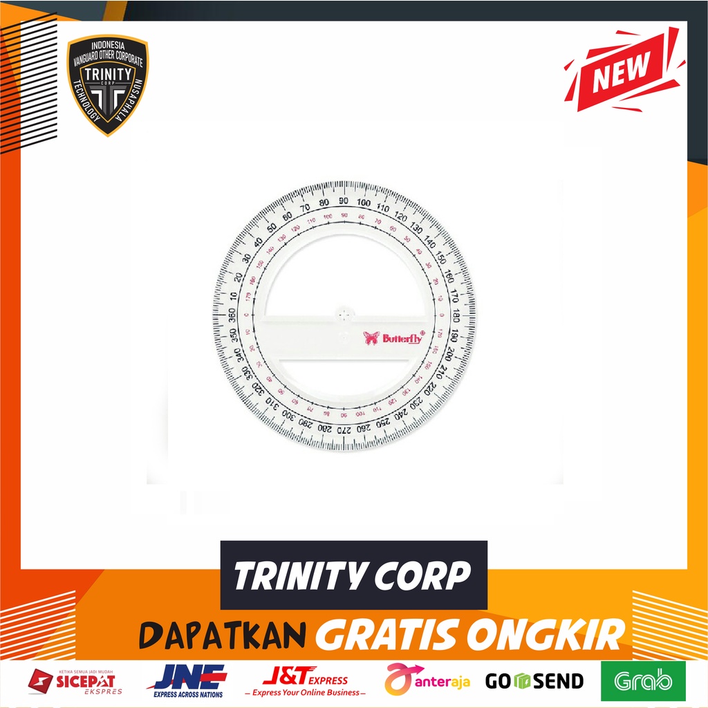 

Acrylic Ruler / Penggaris / Butterfly Busur Derajat 360/12 cm