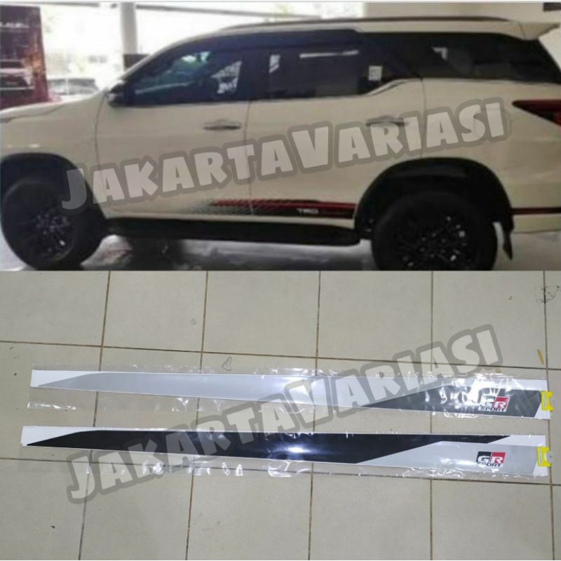 Stiker Body Samping GR SPORT FORTUNER HITAM SILVER