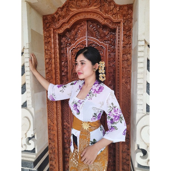 kebaya bali kebaya jadi sifon lengan lonceng new motif bunga