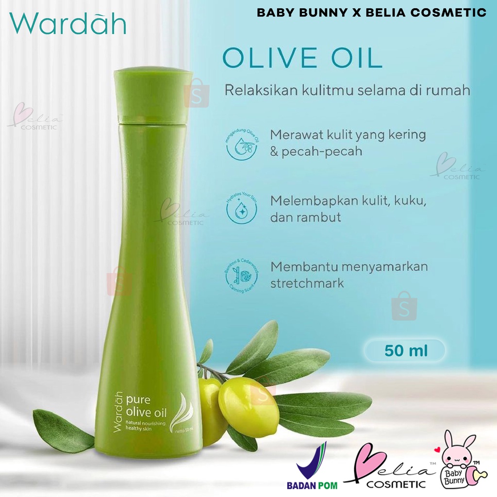 ❤ BELIA ❤ Wardah Pure Olive Oil | Minyak Zaitun 50ml (✔BPOM)