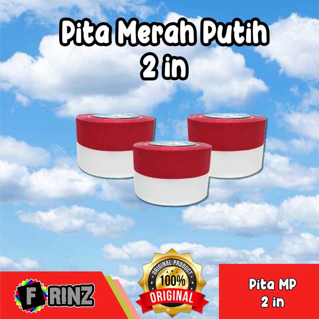 

ATK ~ Pita Merah Putih 2 in / Pita Satin Indonesia White Red