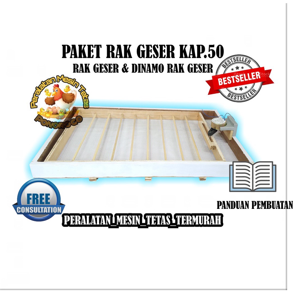 Paket Rak Geser Full Otomatis Kapasitas 50 Butir Telur