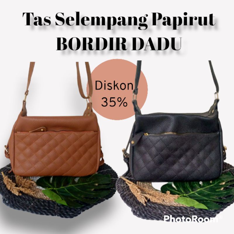 Tas Selempang Papirut Bordir Dadu/Tas selempang wanita/Tas papirut wanita/Bisa COD Size 22x27cm