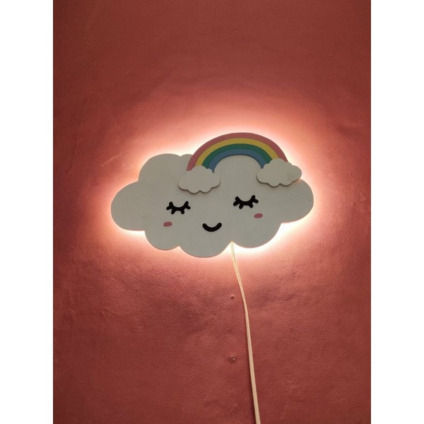 Lampu tidur anak lucu lampu tidur awan pelangi dekorasi dinding lampu kamar anak unik kado nikah