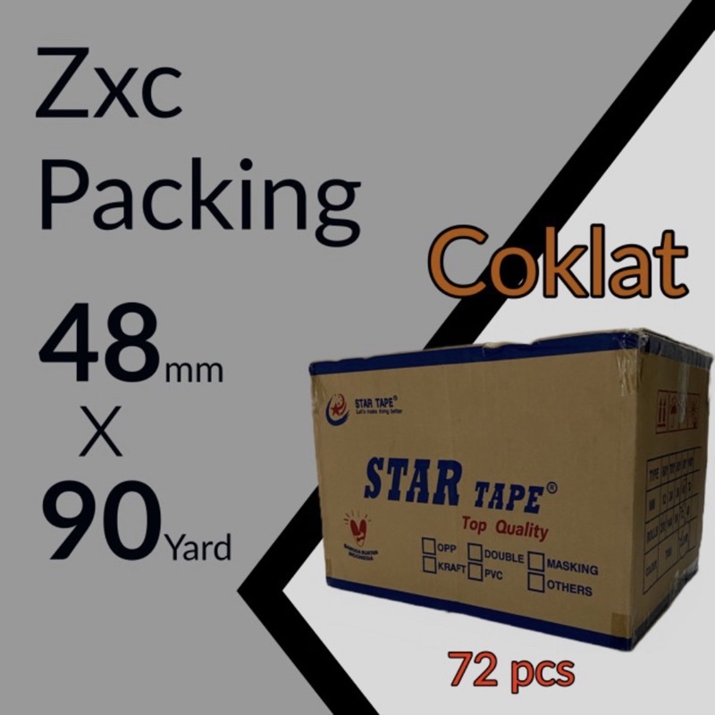 

STAR TAPE Lakban 48MM x 90 Yard COKLAT 2 INCH 1 Dus 48 MM isi 72 pcs