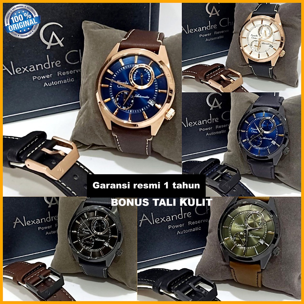 ALEXANDRE CHRISTIE AC 3041 AUTOMATIC JAM TANGAN PRIA ORIGINAL FREE LEATHER