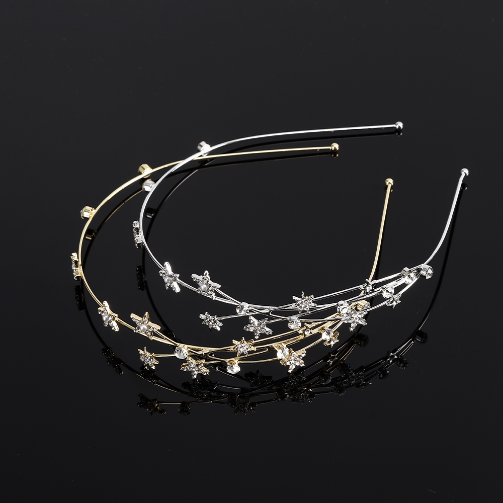 Bando Desain Bintang Aksen Mutiara Dan Berlian Imitasi Bahan Alloy Gaya Korea Untuk Wanita
