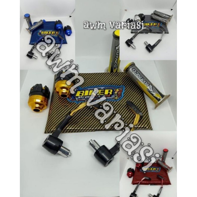 Kulit Jok Carbon + Progruad Robot + Jalu AS Roda + Handgrip Kitaco 1 Paket Isi 4 item Univesal