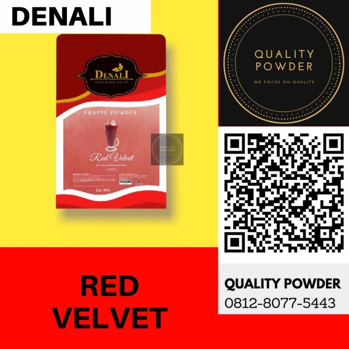 

BUBUK MINUMAN RED VELVET POWDER RASA REDVELVET FRAPPE SERBUK DENALI