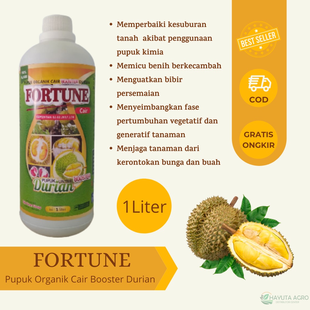 Pupuk Durian Cepat Berbuah, FORTUNE Kemasan 1 LITER, pupuk perangsang buah durian