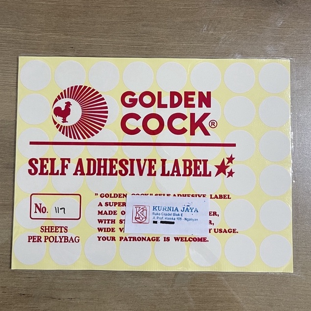 

GOLDEN COCK Label No. 117 - Self Adhesive Label 117 - Sticker Bulat 25mm