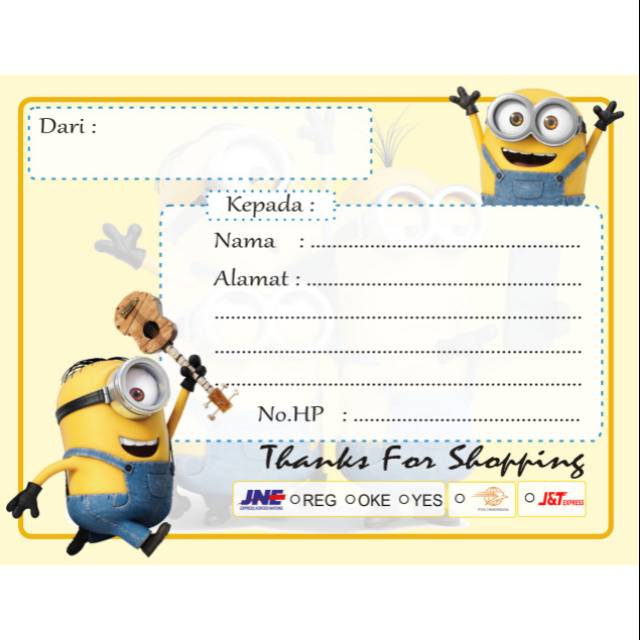 

Kertas pengiriman Olshop minion 2