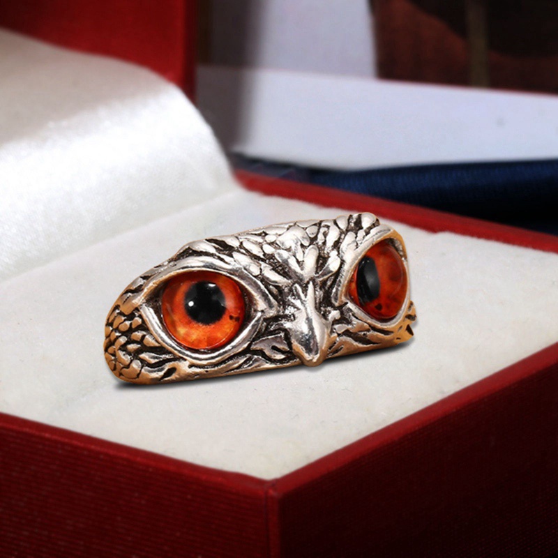 Fancyqube Retro Cute Simple Design Owl Ring Multicolor Eyes Silver Color Men Women Engagement Wedding Rings Jewelry Gifts