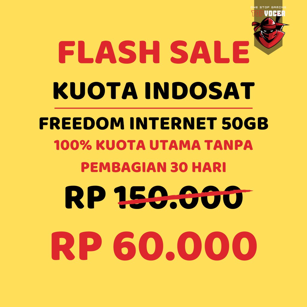 PAKET DATA INTERNET 50GB INDOSAT KUOTA FULL KUOTA UTAMA 24 JAM 30 HARI TANPA PEMBAGIAN FLASH ...