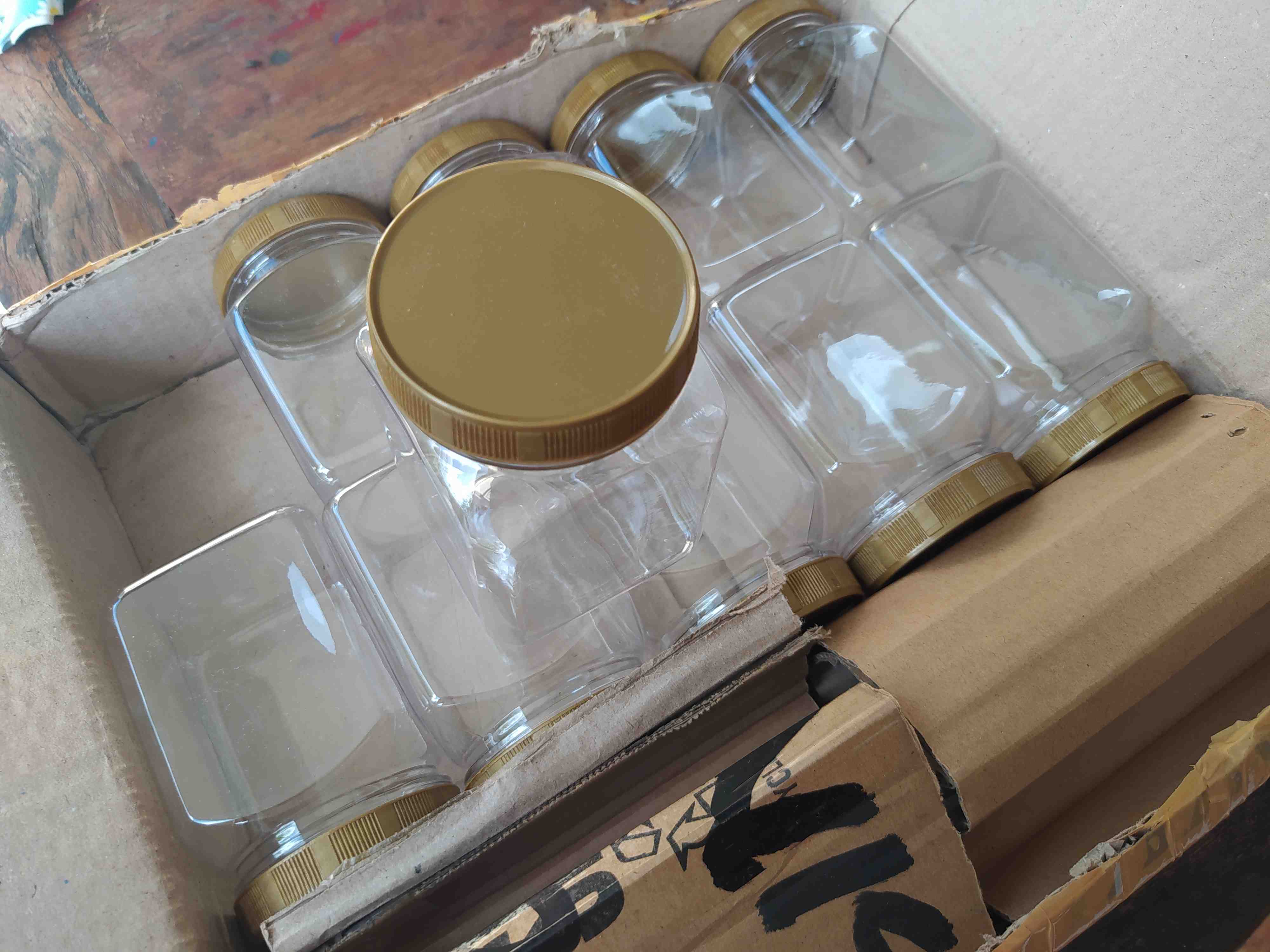 Toples Selai Plastik 300 Ml Kotak | Kemasan Package Botol Toples Bumbu Makanan Selai