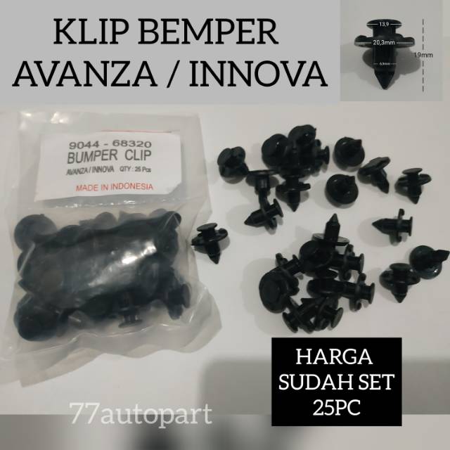 Kancing klip bemper avanza xenia innova set