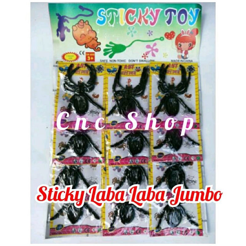 Mainan Sticky Jelly Laba Laba Hitam Besar bisa Nempel Prank Toys