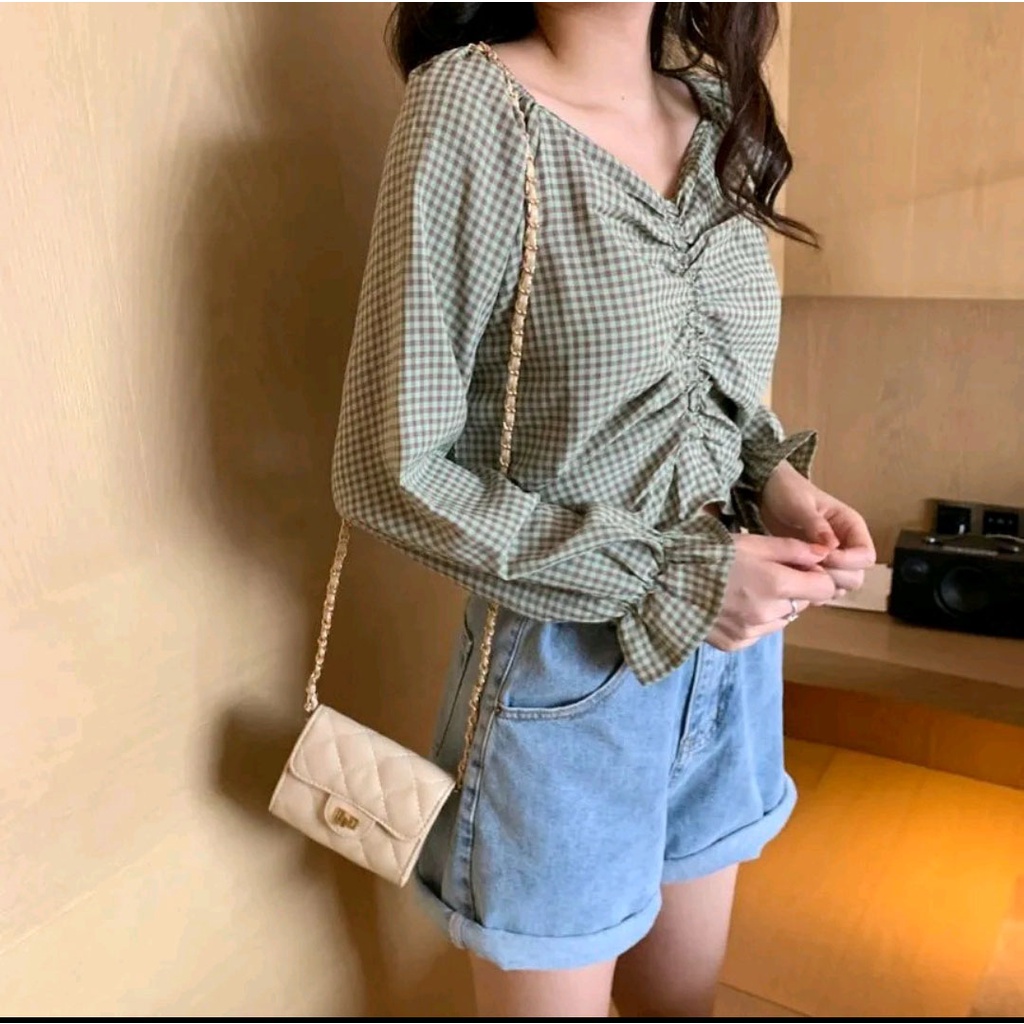 Atasan Top Blouse Tangan Panjang Korean Style 881