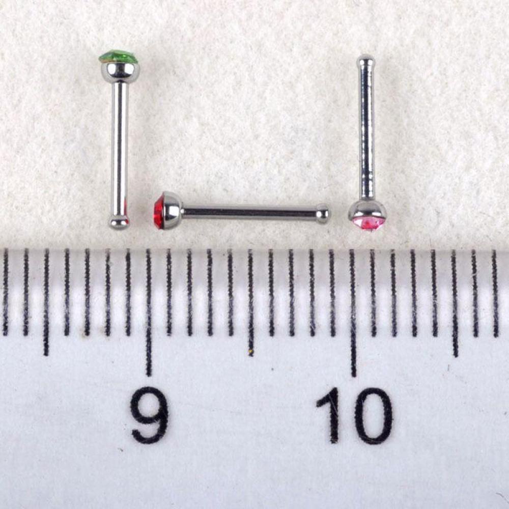Timekey 40pcs Cincin Tindik Hidungtubuh Bahan Surgical Steel Hias Kristal Aneka Warna Untuk Wanita E5M7
