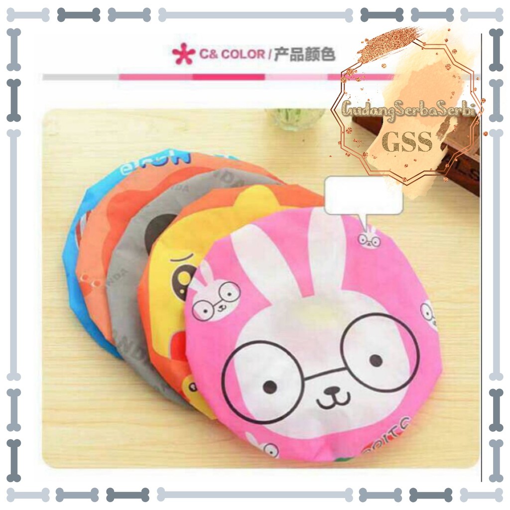 GSS Shower Cap Mandi Lucu/shower cup mandi/motif lucu/Tutup kepala