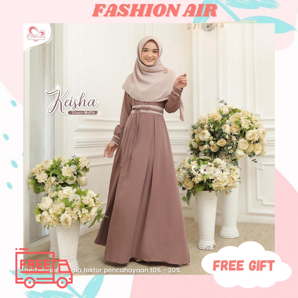 GAMIS ELEGANT POLOS SET SEGI4 BAHAN EMILY CREPE TALI LEPAS KEISHA DRESS ORIGINAL by SALVINA