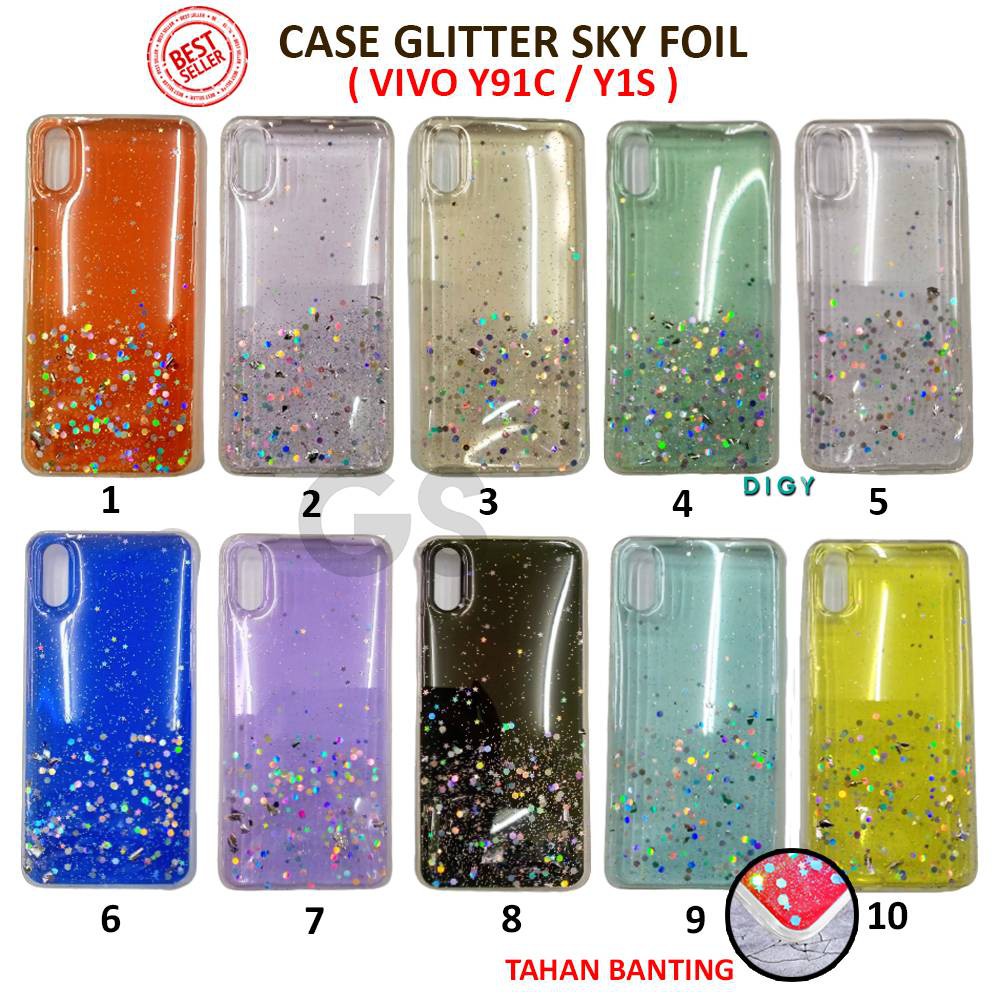 Case Import Vivo Y11 Y91 Y95  Y91C  Sparkly Silver Foil Starry Sky Soft Case