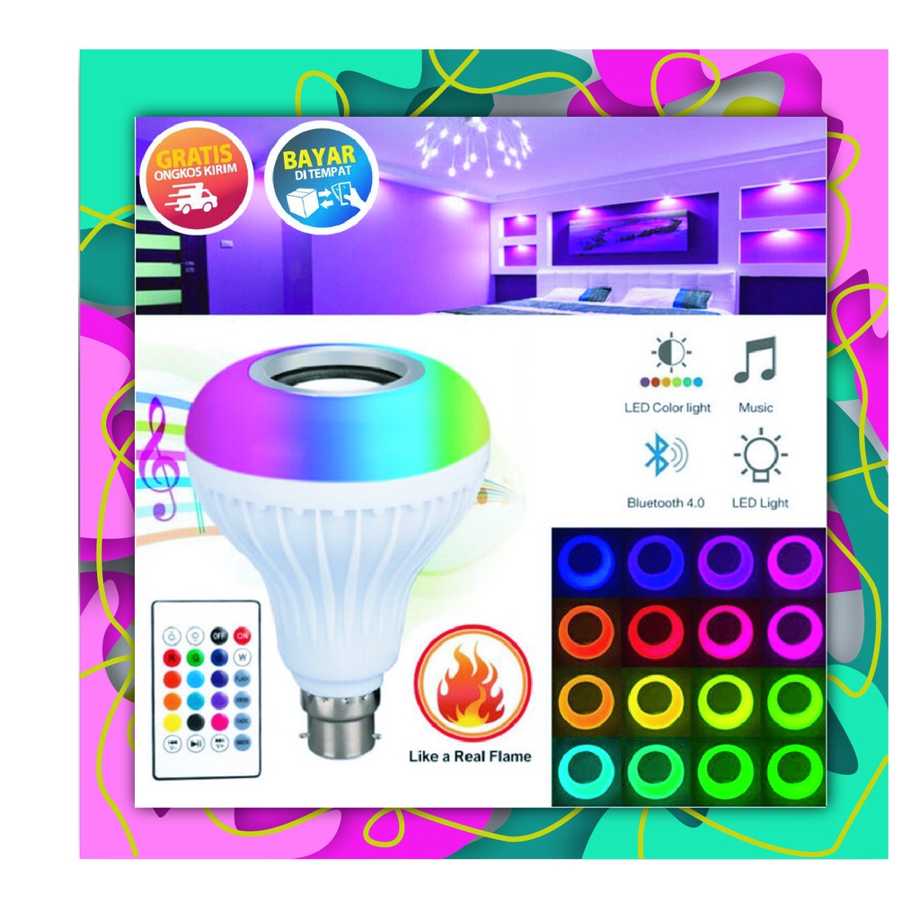 LAMPU SPEAKER LED BLUETOOTH BOHLAM MUSIK DISCO LAMPU SERBAGUNA