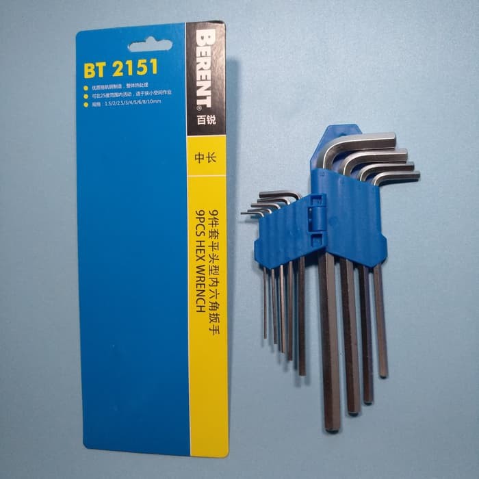 berent Kunci L Set 9pcs mm Size Hex Key Set BT 2151