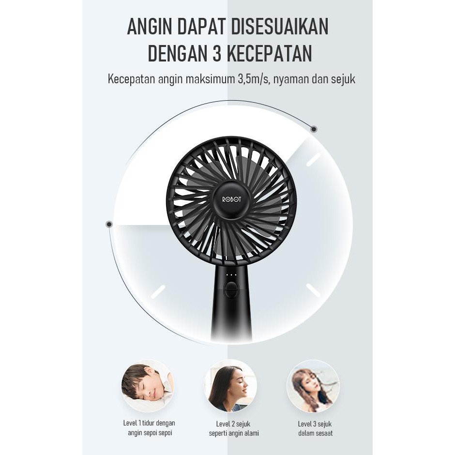ROBOT BFS1 KIPAS ANGIN GENGGAM PORTABLE POWERBANK MINI USB FAN ELEKTRIK TRAVEL 2000MAH