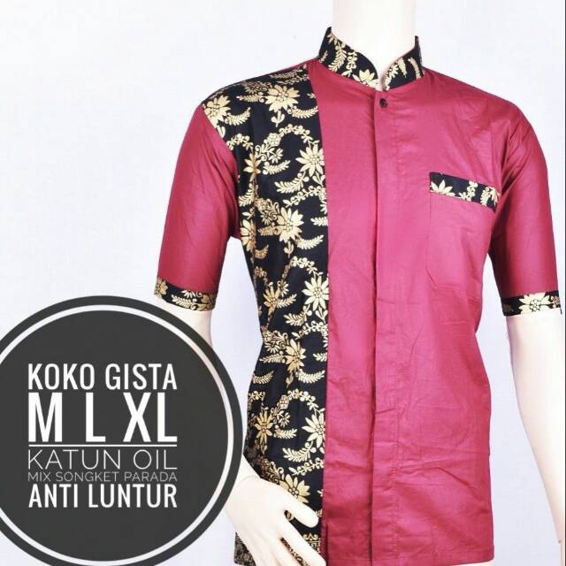 Baju Koko Dewasa Lengan Pendek Material Catton Adem Serap Keringat//KOKO PRIA KOMBINASI BATIK HITS ABMA