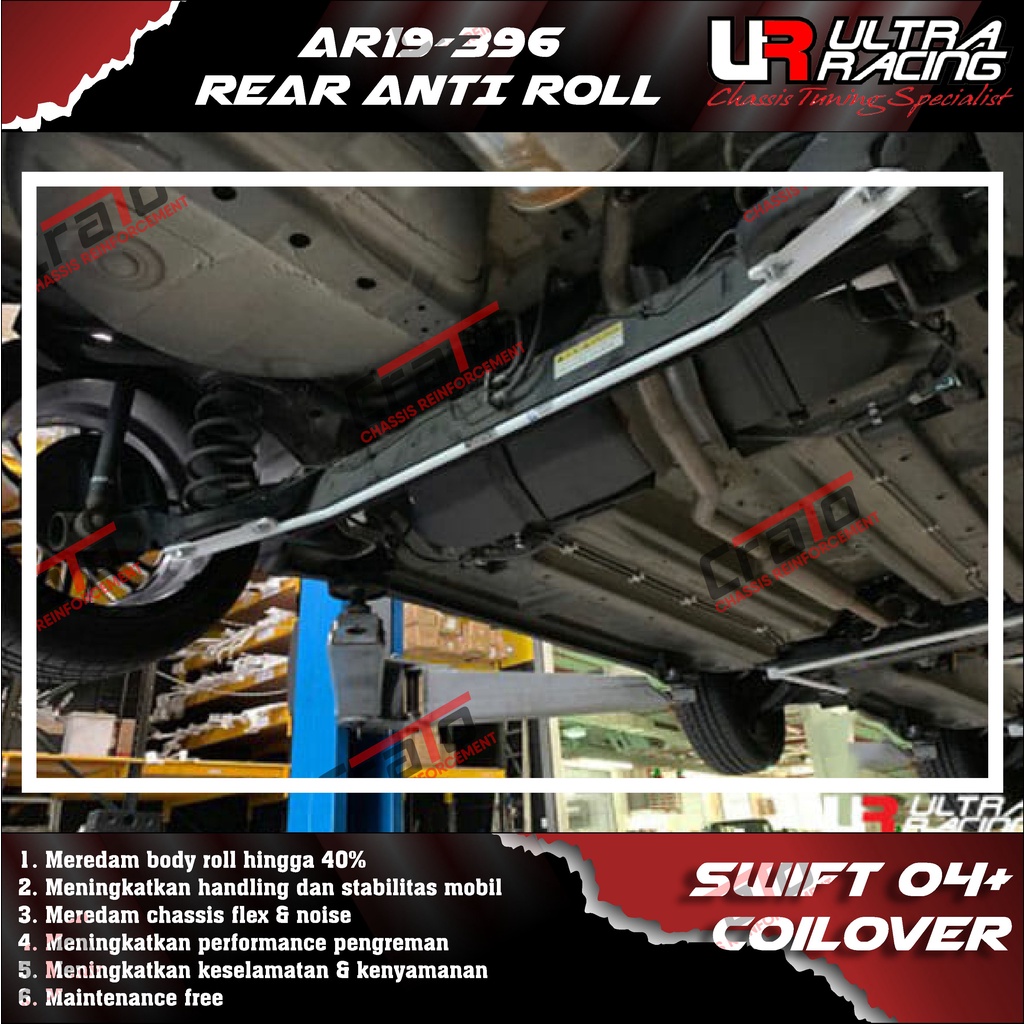 Aksesoris Stabiliser ULTRA RACING Safety Bar - Swaybar - Rear Anti Roll 19MM - Suzuki Swift 04+ Coil