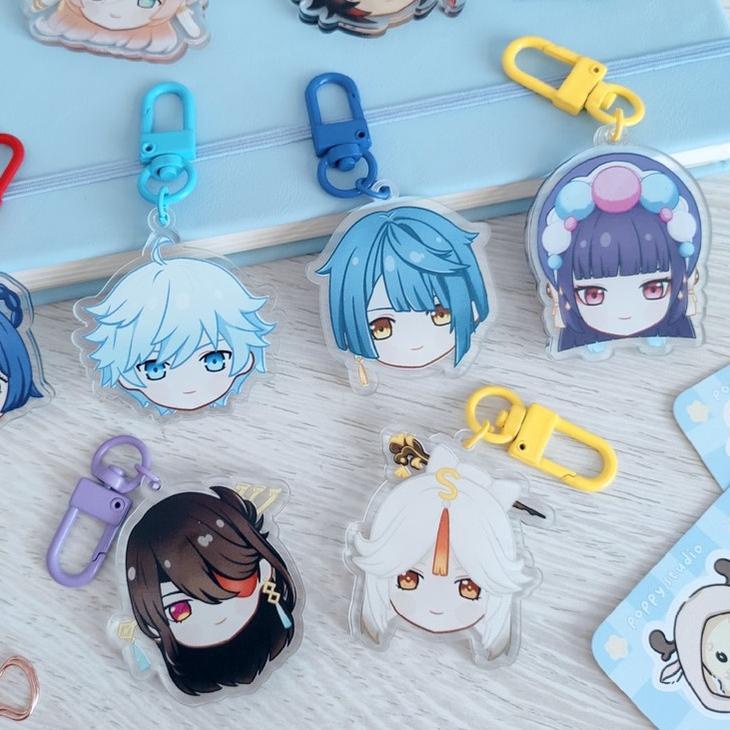 ☉ LIYUE PEEPS | Genshin Impact KEYCHAIN GANTUNGAN KUNCI | Hutao Ganyu Xiao Zhongli Tartaglia Childe 