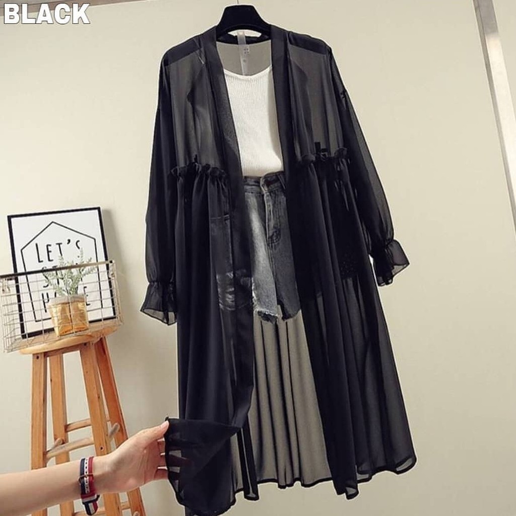 Baju Outer Wanita Terbaru Gamis Remaja Kekinian Modern 2021 Dress Wanita Modern-HITAM