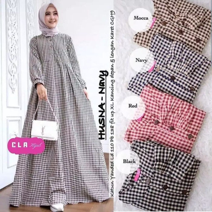 Baju gamis wanita Husna bahan lembut dan adem