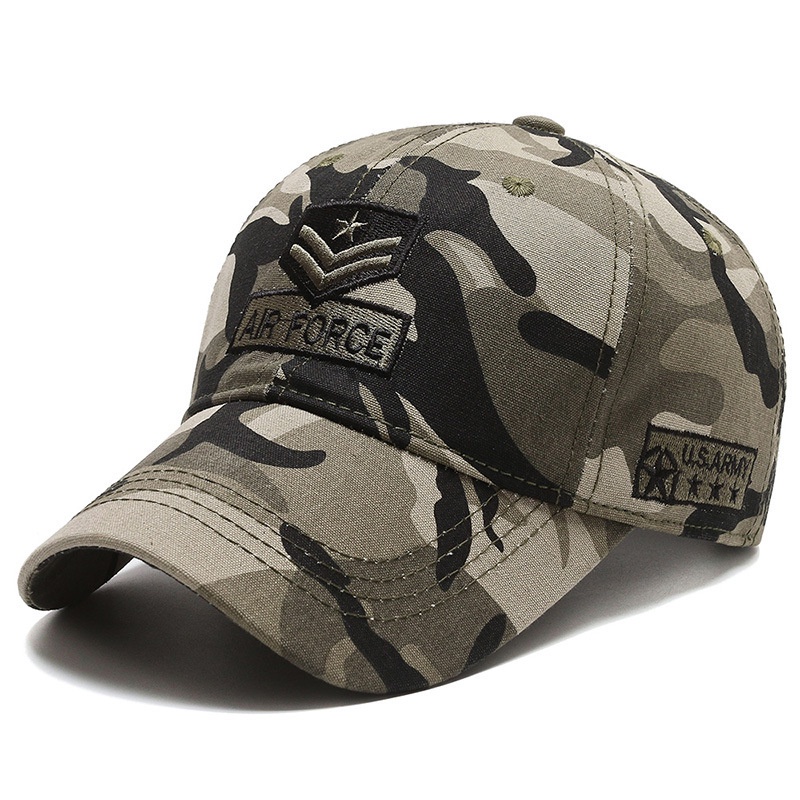 Topi baseball adjustable Motif camouflage Bahan Katun Untuk unisex