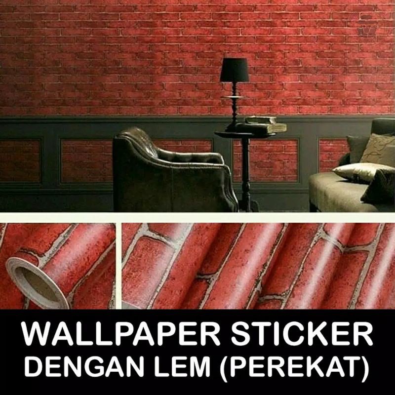 Wallpaper dinding motif bata merah