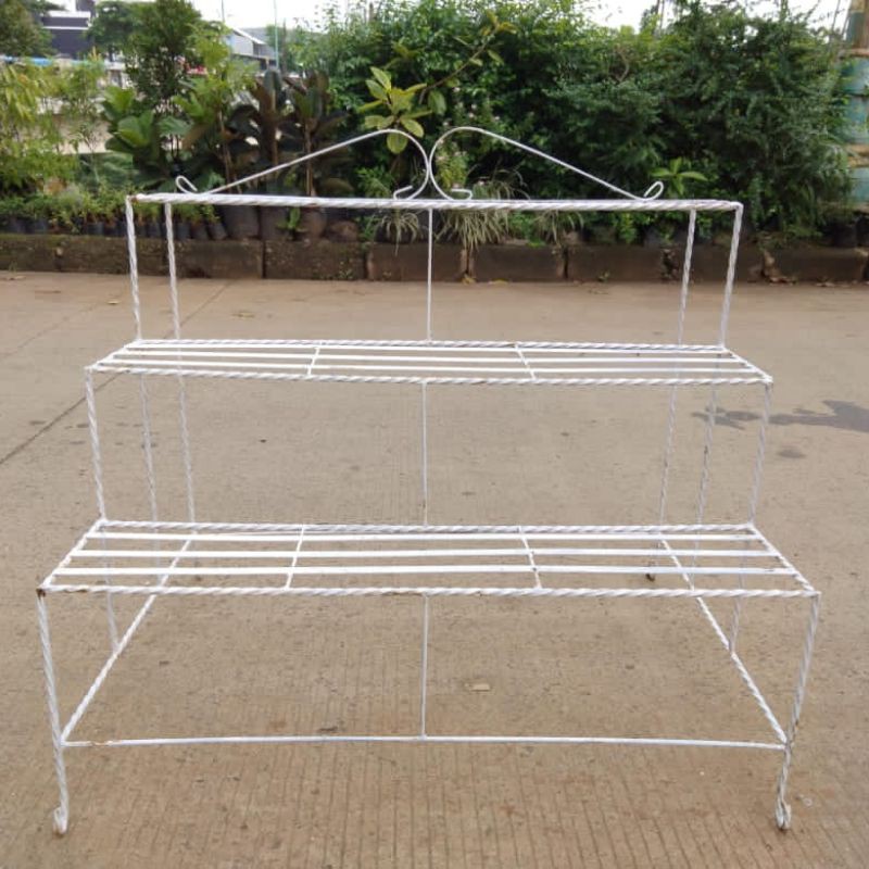 RAK BESI POT TANAMAN HIAS SUSUN 3 PUTIH/COKLAT