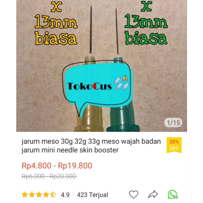 jarum meso 33g 32g 30g / meso needle / jarum mini / suntik lemak badan wajah / suntik botox / jarum 