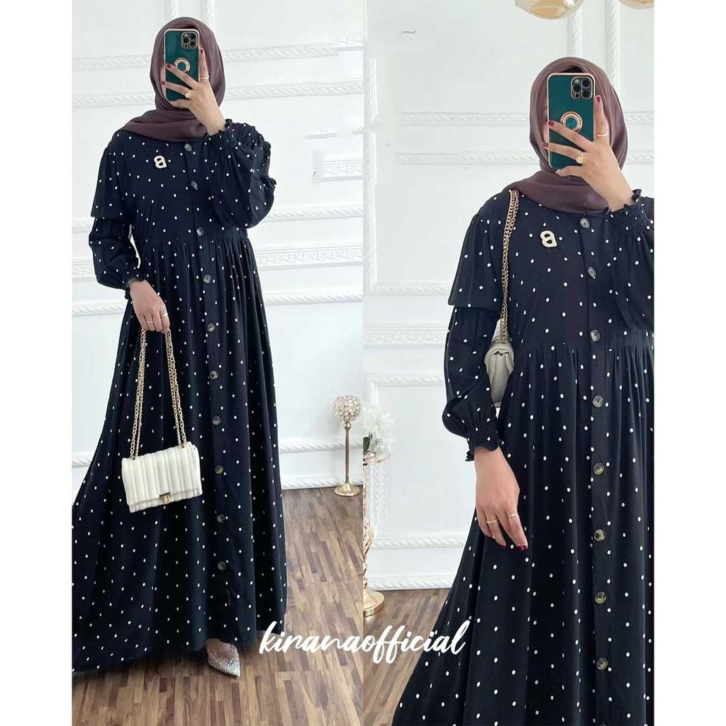 KIRANAOFFICIAL - ( COD ) SABRINA POLKA DRESS RAYON VISCOSE