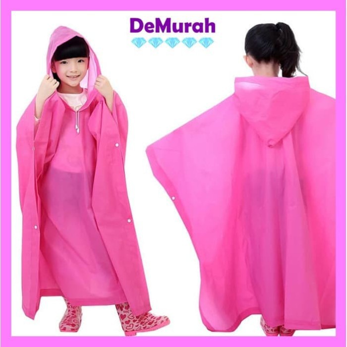 SALE JAS HUJAN EVA LIGHTWEIGHT RAINCOAT ANAK-ANAK - MERAH MUDA JAS HUJAN