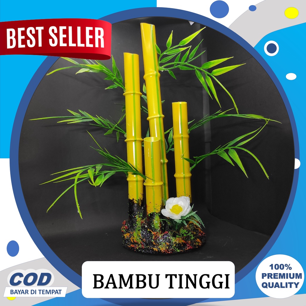 Hiasan Aquarium Bambu  l Hiasan Akuarium Tanaman Plastik Bambu Ikan SK024