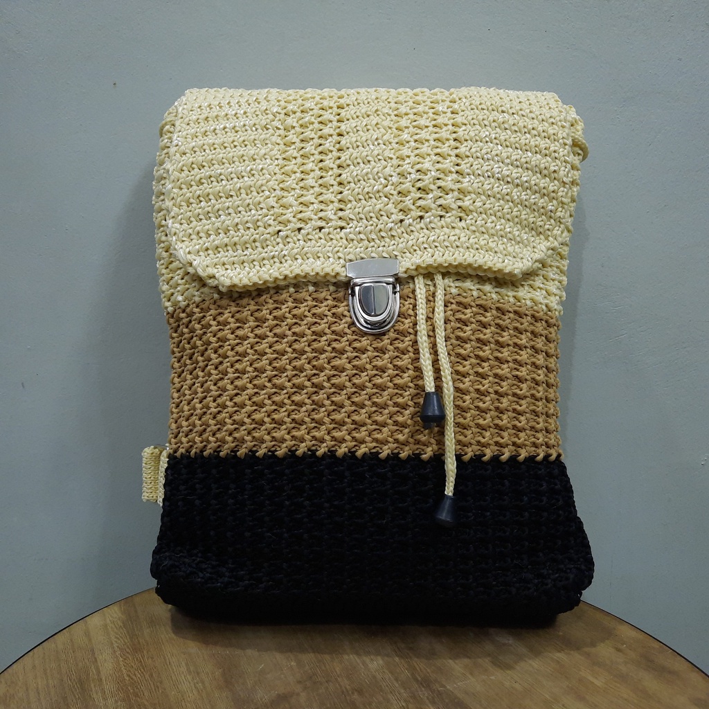 Tas Ransel Rajut Blaster - SenjabyAtsa-Ktg - Krem -Hitam