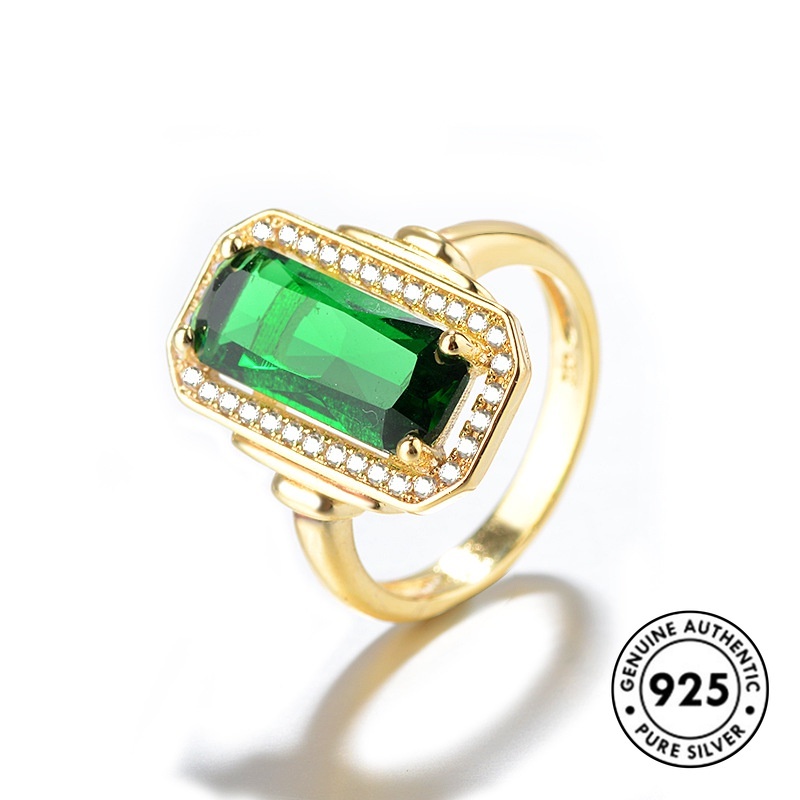 Cincin Lapis Silver 925 Dengan Emerald Untuk Wanita