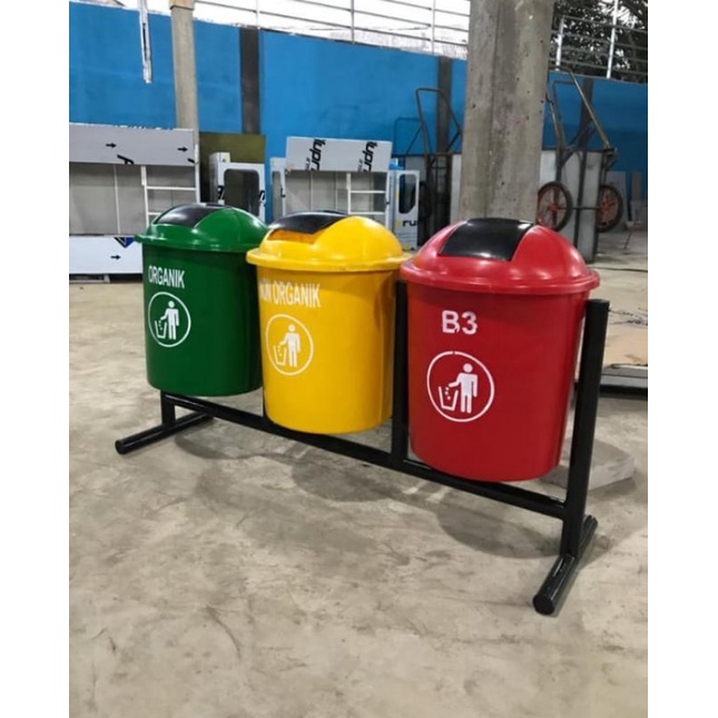 Tempat sampah 3in1 50Liter fiberglass/tong sampah fiberglass 3pilah