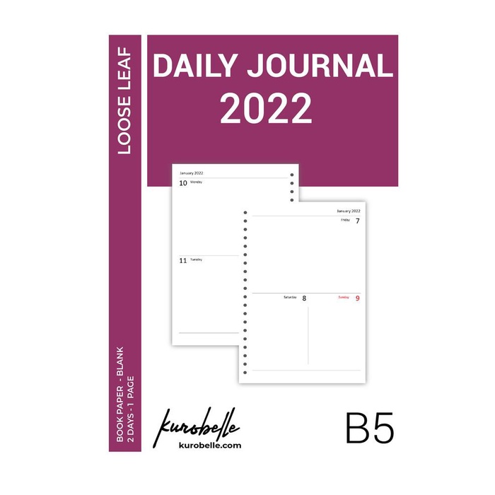 

Jurnalku Daily Journal 2022 2D1P Loose Leaf B5 Planner Notebook Diary Agenda