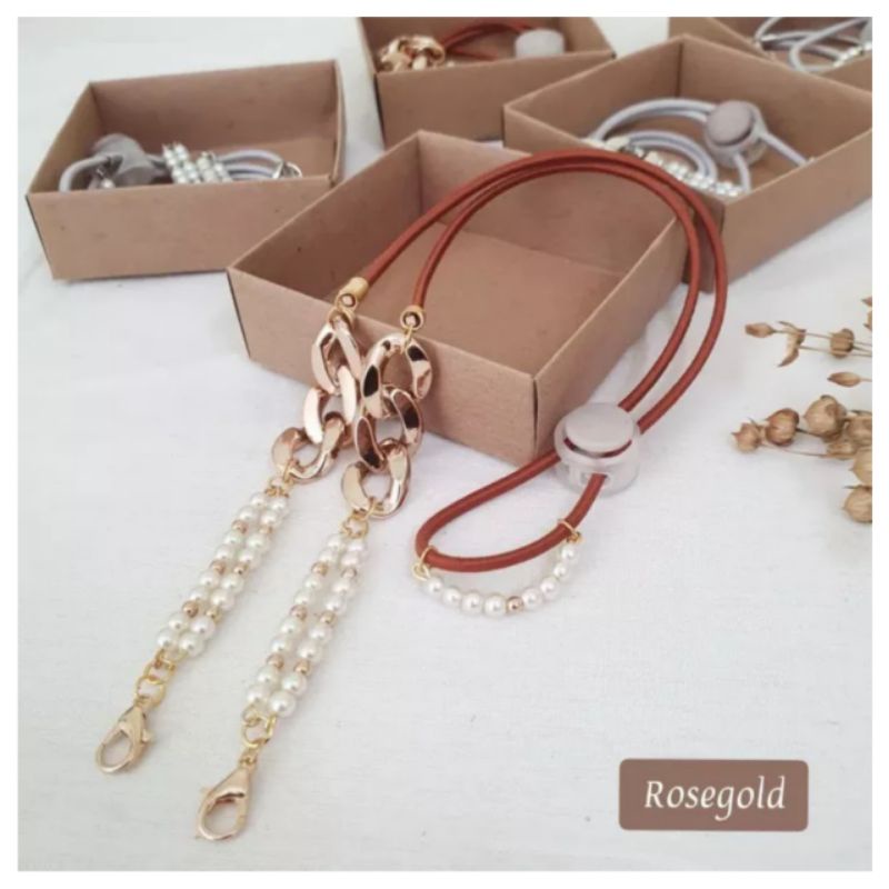 STRAP MASKER TALI KALUNG HIJAB 2 IN 1 RANTAI GOLD SERIES