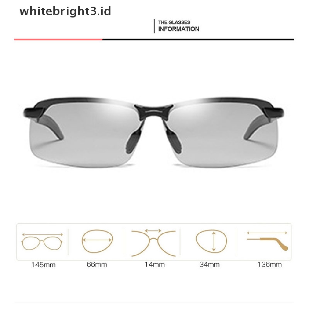 (whitebright3.id) Kacamata Hitam Polarized Photochromic Siang &amp; Malam Untuk Mengemudi / Memancing