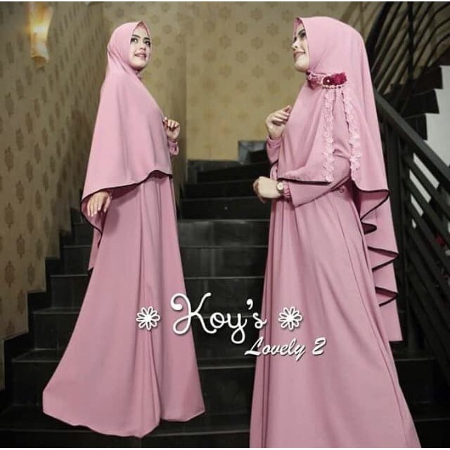 (Promo) Set Syari Putih Polos MAXMARA [LOVELY SYARI PINK NI] gamis muslim wanita jersey pink