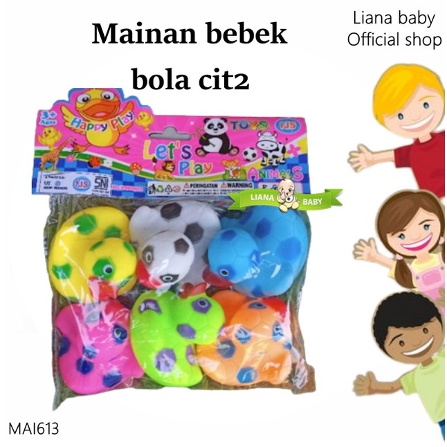 MAI613 MAINAN ANAK BEBEK BOLA CIT2 ISI 6 WARNA WARNI